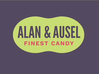 Alan & Ausel logo and name branding candy chartreuse finest candy handmade identity identity design logo logo design peanut brittle purple grey