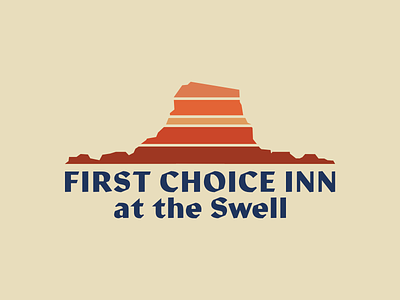 First Choice Inn (primary mark) black and white branding green river hotel identity identity design logo logo design red rocks rock formations utah