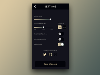 Daily UI #007 007 daily ui dark theme settings ui