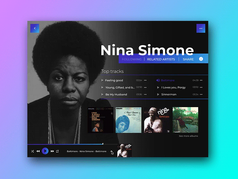 Music Player album music nina simone ui user interface