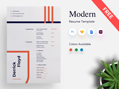 Free Modern CV/Resume Template colorful cover letter curriculum vitae cv designer free minimal modern resume