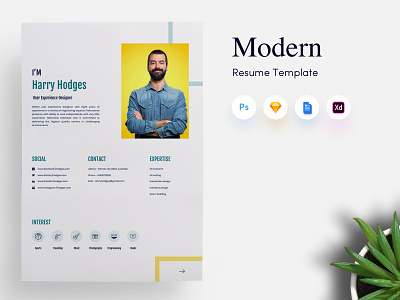 3 Page Modern CV/Resume Template colorful cover letter curriculum vitae cv designer minimal resume