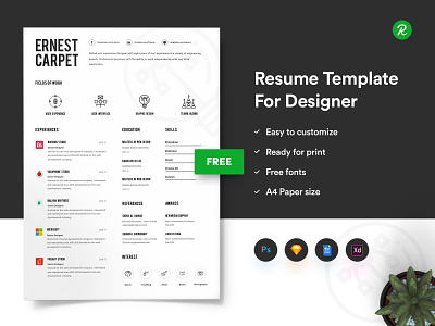 Free Resume Template For Designer 3 page resume cover letter curriculum vitae cv template in sketch docx free cv free designer resume free resume free resume for designer free sketch resume layered psd modern resume skills