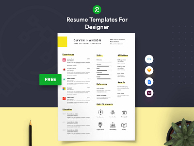 Free Resume Template  For Designer With Portfolio