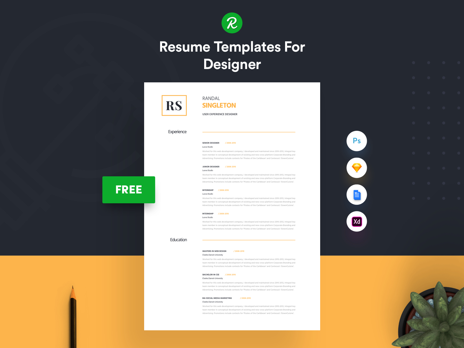 Download Corporate Resume Template Free Download By Getresume Co On Dribbble PSD Mockup Templates