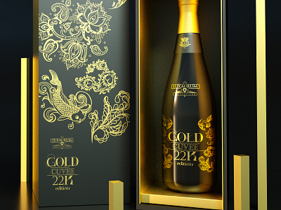 Luxaurum package design black champagne cinema4d elegance fish flower gold japan luxury octane package packagedesign