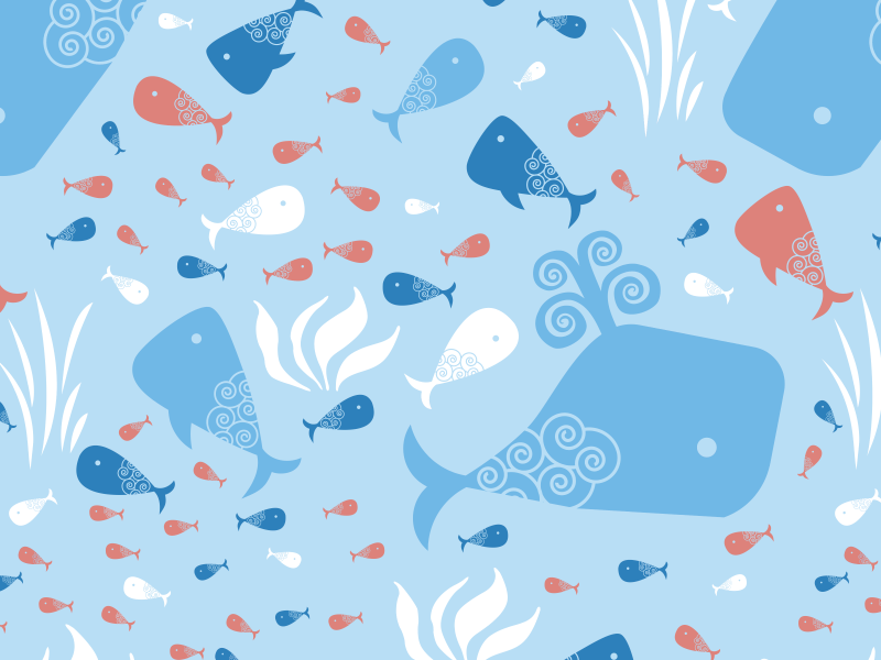 Pattern - Ocean Life fish ocean whale nature design pattern illustration