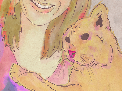 Pet portrait animal art cat digital digital art watercolour