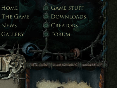 Game website menu