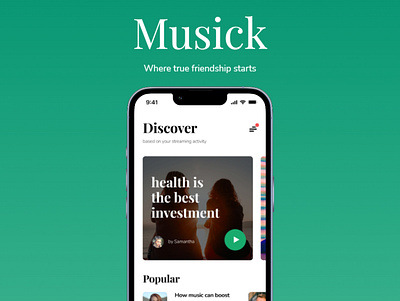 Musick App app branding design fun graphic design illustration listen mobile mobile app music sing song ui