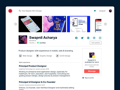Profile exploration for NepalisWhoDesign design design directory profile profile page ui uiux uiux design ux webpage website website design
