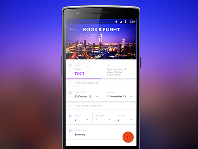 Book a Flight Form airline android booking flight material design plane sketch ui