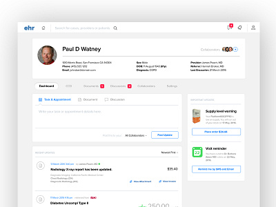 EHR Patient's Portal design ehr health healthcare medical medicine patient portal uiux webapp
