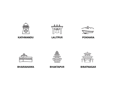 Cities Vector Line Art buddha cities city icons culture icon ideas kathmandu nepal pokhara tourism icons