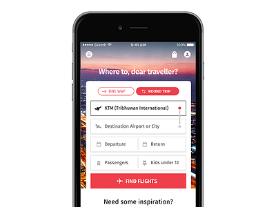 Where to? airline booking form ios ios9 iphone ticket