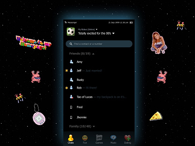 Messenger Dark Mode android animated chat chatroom design friends gif ios iphone material design messanging messenger microsoft mobile msn sketch ui uiux