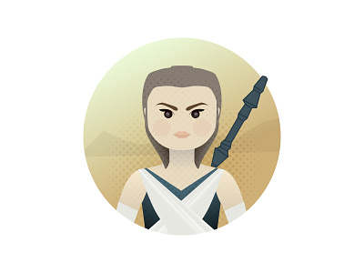 Ms. Skywalker art artwork cartoon character comics daisy design force gradient illustration jedi rey sketchapp skywalker star wars vector