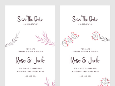 Wedding Card | Save the Date card couple design event floral geometrical golden green hibiscus illustration invitation love marriage modern ornamental rustic vector vines vintage wedding