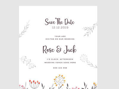 Wedding Card | Save the Date card couple design event floral geometrical golden green hibiscus illustration invitation love marriage modern ornamental rustic vector vines vintage wedding