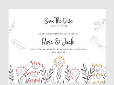 Wedding Card | Save the Date card couple design event floral geometrical golden green hibiscus illustration invitation love marriage modern ornamental rustic vector vines vintage wedding