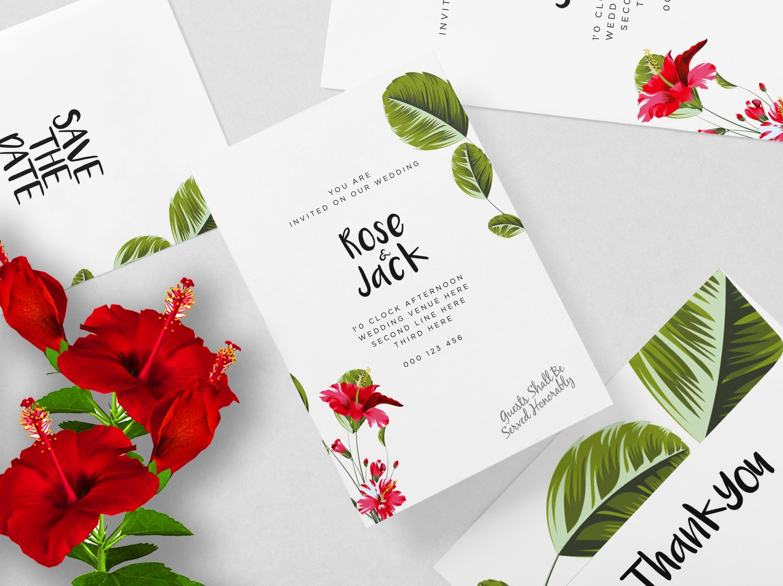 Wedding Invitation Card Rsvp Thank You Hibiscus By Saleem Abbas On Dribbble