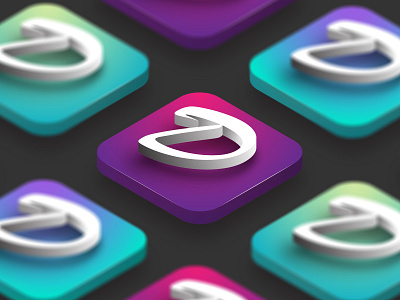 D letter 3d d d letter dzynee flat gradient icon icons illustrator isometric letter logo modern modern app pink purple typo