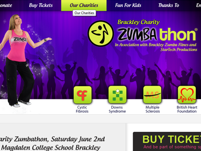 Charity Zumbathon blue charity green mockup purple