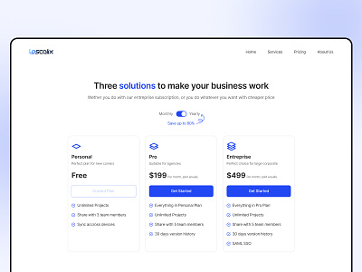 Pricing Page Exploration Desktop View