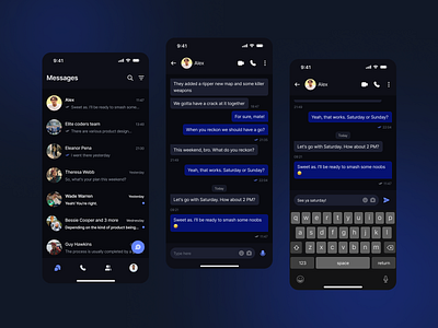 Message App - Design Exploration app chat chat box dailyui dark mode design mail message mobile app ui uiux ux