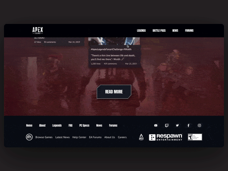 Apex Legends website redesign-Sub apex legends concept design game game design game website motion design protopie redesign sketch sketchapp ui webdesign website