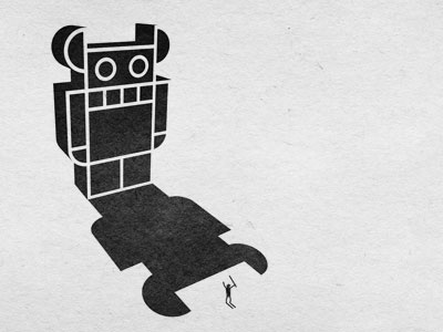 'GO AWAY' design illustration invaders robot
