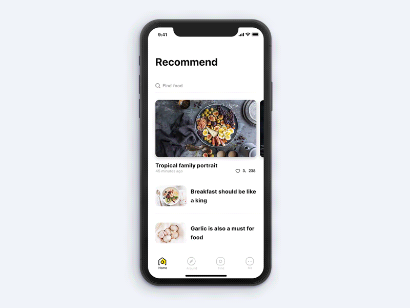 App Animation Practice animation app card concept food iphone x iphonex layout navigation ui ux