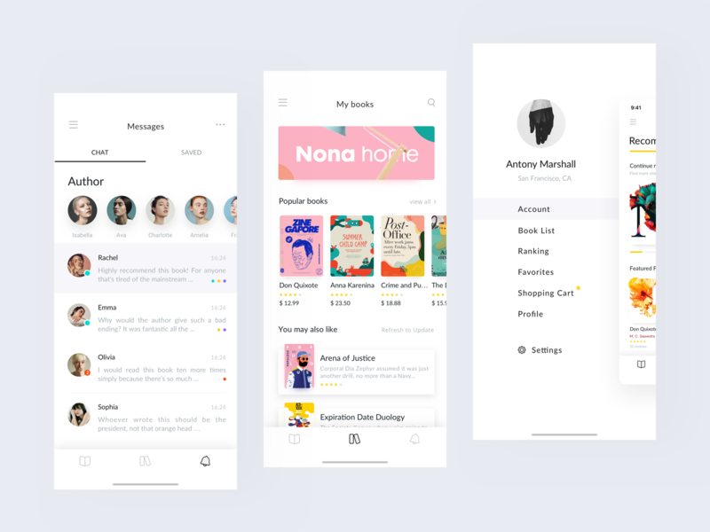 Reading App Design Project - Feeds & Messages by Regen G. for Queble on ...