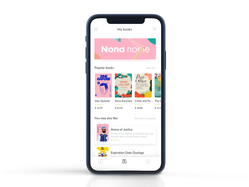 Reading App Design Project - Interactive 2 animated animation app book branding clean design icon illustration interaction design interface iphone x iphonex motion queble read reading typography ui ux