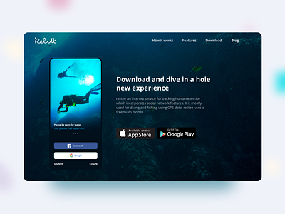 relitt app ui apple store dark ui diving download app play store