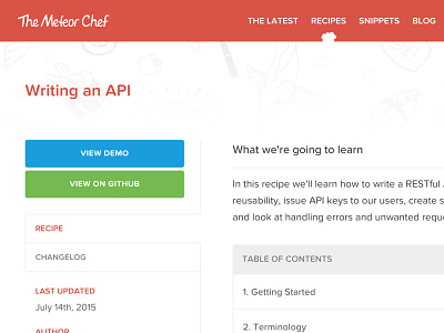 The Meteor Chef v2.0 article blog blue design green interface javascript meteor red sushi the meteor chef tutorials