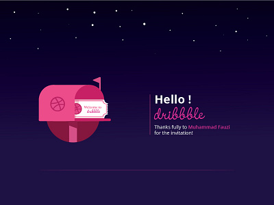 Welcome Dribbble! app design graphic dribbble flat illustration invitation ticket ui ux website