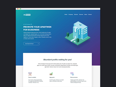 Aleqsis Landing Page Website UI app clean desktop gradient hotel illustration isometric landing mobile ui ux website