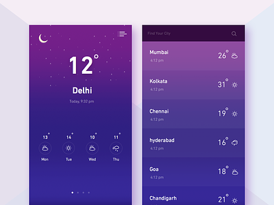 Day 001, Weather App 001 100 app challenge daily ios listing purple sketch typography ui weather