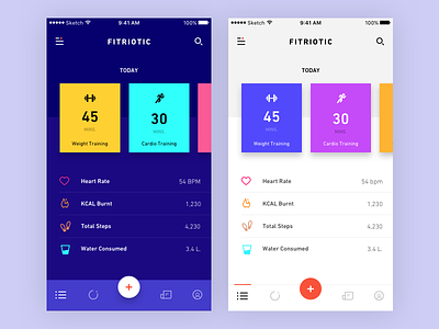 Fitness App app colorful fit fitness health ios mobile design ui ux warm