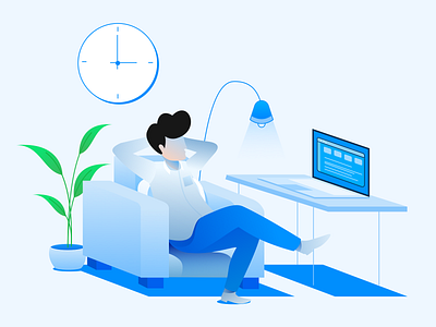 Comfortable office illustration web design exercises website