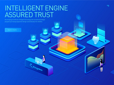 Intelligent engine assured trust illustration web design exercises