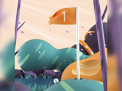 The Golf course 3d 3d art art art direction c4d cinema4d colors design graphics illustration octane octanerender texture