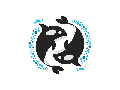 Orca Yin Yang Logo animal design flat illustration logo ocean orca sea vector water whale yin yang