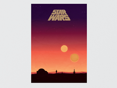 Binary Sunset filmposter illustration poster starwars starwarsiv tatooine