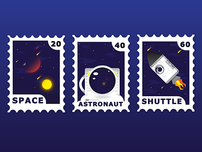 Space stamps series. illustration series space stamp vector