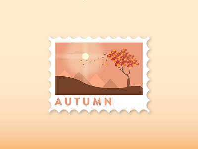 Autumn breeze autumn illustration landscape leaf stamp vector