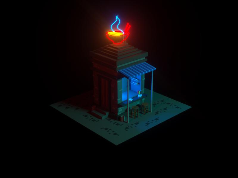 Spicy Ramen Final Render video games destiny destiny2 modeling illustrator cinema4d 3dartist 3d art videogame low poly