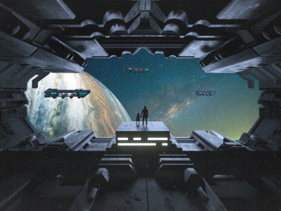 Finding a new home space 3d design texturing lighting c4d render 3d scifi