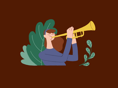 Trumpet doodle illustration instrument music photoshop plants trumpet